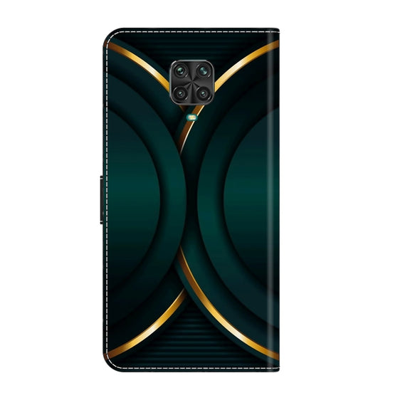 For Xiaomi Redmi Note 9 Pro Crystal 3D Shockproof Protective Leather Phone Case(Gold Outline)