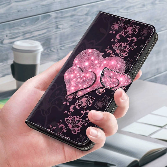 For Xiaomi Redmi Note 9 Pro Crystal 3D Shockproof Protective Leather Phone Case(Lace Love)