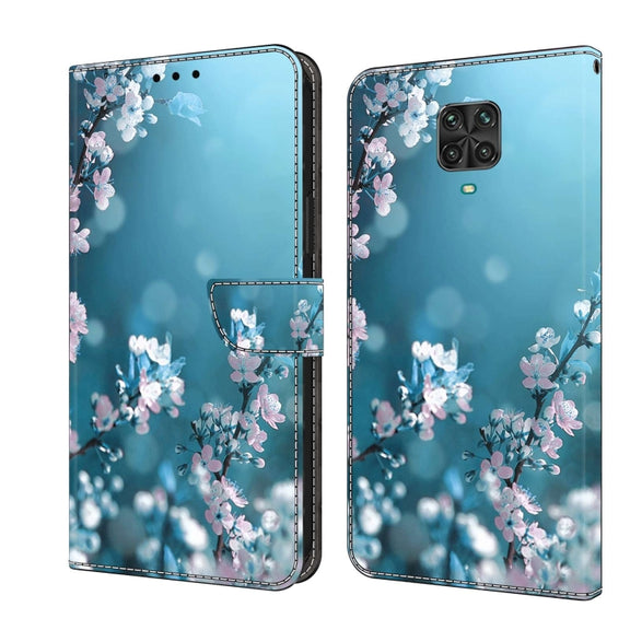 For Xiaomi Redmi Note 9 Pro Crystal 3D Shockproof Protective Leather Phone Case(Plum Flower)