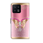 For Xiaomi 13 Crystal 3D Shockproof Protective Leather Phone Case(Pink Bottom Butterfly)