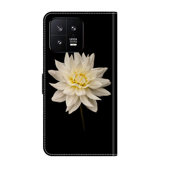 For Xiaomi 13 Crystal 3D Shockproof Protective Leather Phone Case(White Flower)