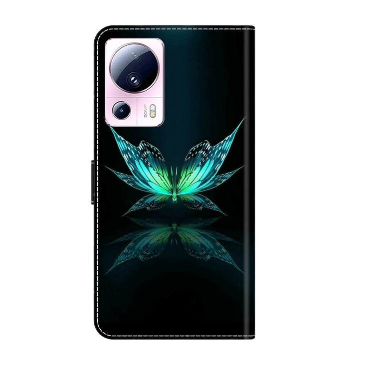 For Xiaomi 13 Lite Crystal 3D Shockproof Protective Leather Phone Case(Reflection Dutterfly)