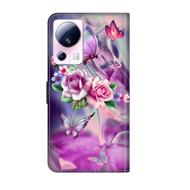 For Xiaomi 13 Lite Crystal 3D Shockproof Protective Leather Phone Case(Butterfly)