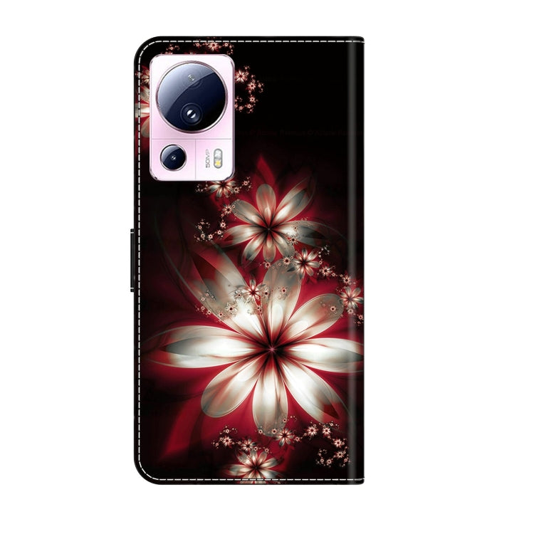 For Xiaomi 13 Lite Crystal 3D Shockproof Protective Leather Phone Case(Fantastic Flower)