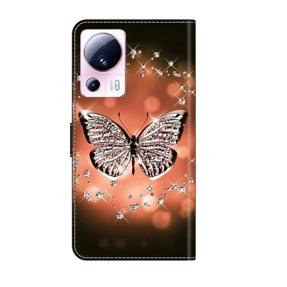 For Xiaomi 13 Lite Crystal 3D Shockproof Protective Leather Phone Case(Crystal Butterfly)