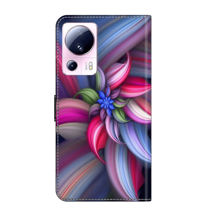 For Xiaomi 13 Lite Crystal 3D Shockproof Protective Leather Phone Case(Colorful Flower)