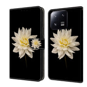 For Xiaomi 13 Pro Crystal 3D Shockproof Protective Leather Phone Case(White Flower)