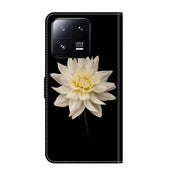 For Xiaomi 13 Pro Crystal 3D Shockproof Protective Leather Phone Case(White Flower)