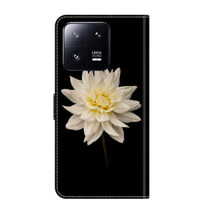 For Xiaomi 13 Pro Crystal 3D Shockproof Protective Leather Phone Case(White Flower)