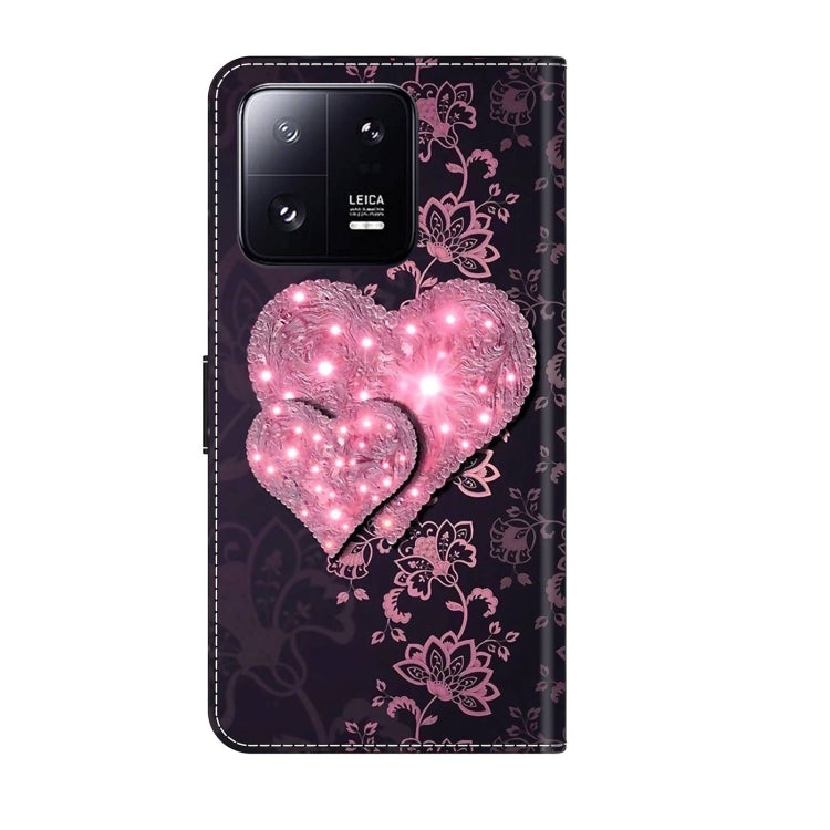 For Xiaomi 13 Pro Crystal 3D Shockproof Protective Leather Phone Case(Lace Love)