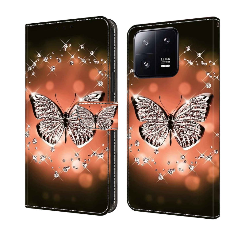 For Xiaomi 13 Pro Crystal 3D Shockproof Protective Leather Phone Case(Crystal Butterfly)
