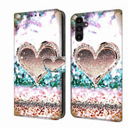 For Samsung Galaxy A14 4G / 5G Crystal 3D Shockproof Protective Leather Phone Case(Pink Diamond Heart)