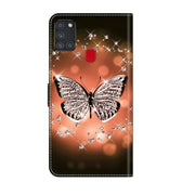 For Samsung Galaxy A21s Crystal 3D Shockproof Protective Leather Phone Case(Crystal Butterfly)