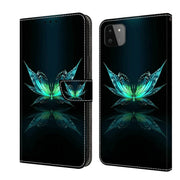 For Samsung Galaxy A22 5G Crystal 3D Shockproof Protective Leather Phone Case(Reflection Dutterfly)