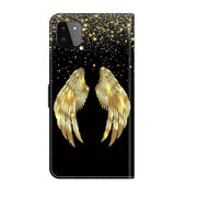For Samsung Galaxy A22 5G Crystal 3D Shockproof Protective Leather Phone Case(Golden Wings)