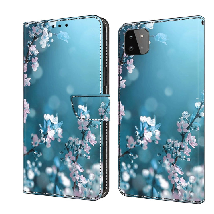 For Samsung Galaxy A22 5G Crystal 3D Shockproof Protective Leather Phone Case(Plum Flower)