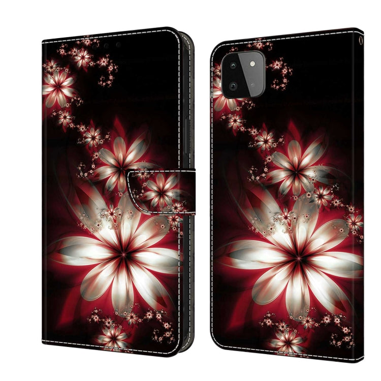 For Samsung Galaxy A22 5G Crystal 3D Shockproof Protective Leather Phone Case(Fantastic Flower)