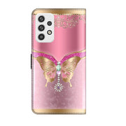 For Samsung Galaxy A23 5G Crystal 3D Shockproof Protective Leather Phone Case(Pink Bottom Butterfly)