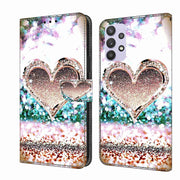 For Samsung Galaxy A32 5G Crystal 3D Shockproof Protective Leather Phone Case(Pink Diamond Heart)