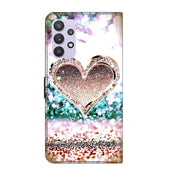 For Samsung Galaxy A32 5G Crystal 3D Shockproof Protective Leather Phone Case(Pink Diamond Heart)