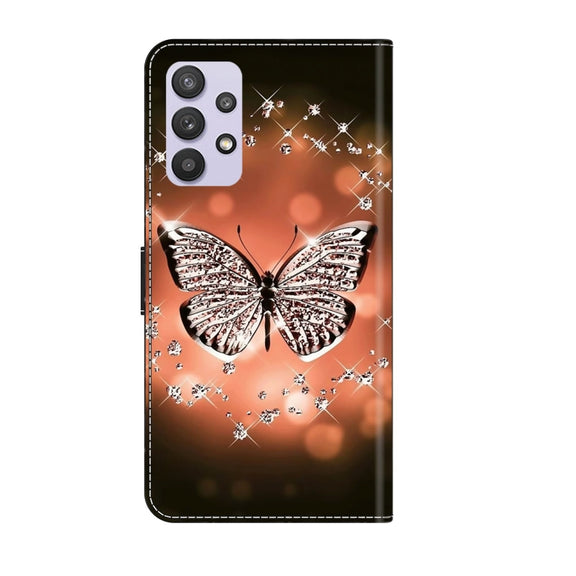 For Samsung Galaxy A32 5G Crystal 3D Shockproof Protective Leather Phone Case(Crystal Butterfly)