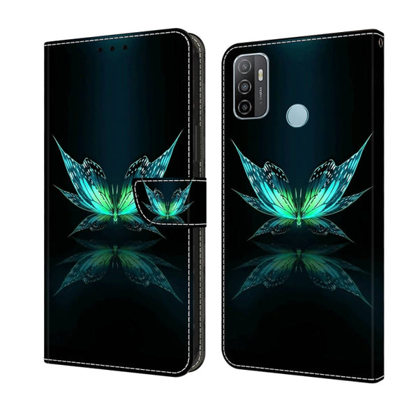 For Samsung Galaxy A33 5G Crystal 3D Shockproof Protective Leather Phone Case(Reflection Dutterfly)