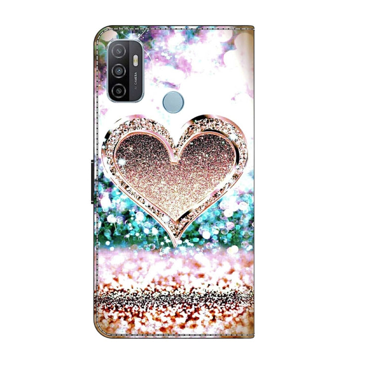 For Samsung Galaxy A33 5G Crystal 3D Shockproof Protective Leather Phone Case(Pink Diamond Heart)