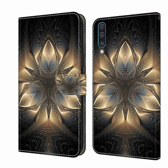 For Samsung Galaxy A50 Crystal 3D Shockproof Protective Leather Phone Case(Luminous Building)