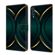 For Samsung Galaxy A50 Crystal 3D Shockproof Protective Leather Phone Case(Gold Outline)