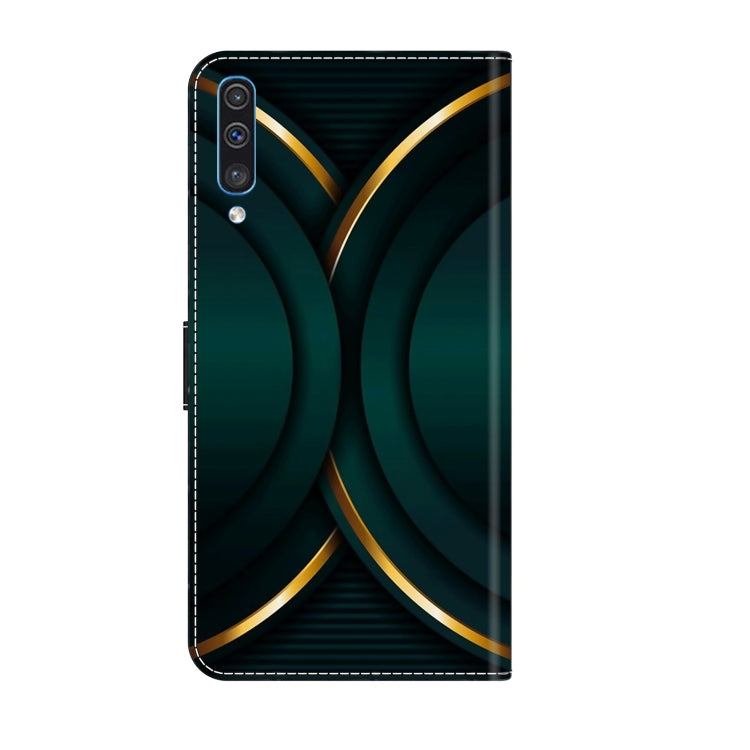 For Samsung Galaxy A50 Crystal 3D Shockproof Protective Leather Phone Case(Gold Outline)