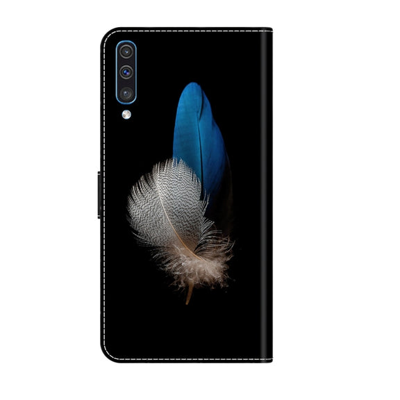 For Samsung Galaxy A50 Crystal 3D Shockproof Protective Leather Phone Case(Two Branches)