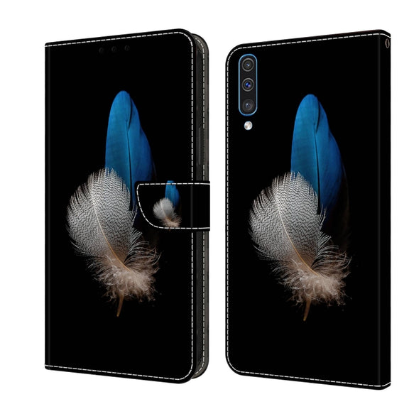 For Samsung Galaxy A50 Crystal 3D Shockproof Protective Leather Phone Case(Two Branches)