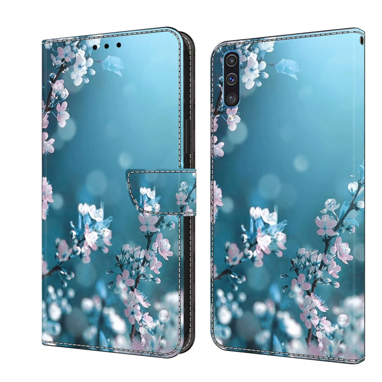 For Samsung Galaxy A50 Crystal 3D Shockproof Protective Leather Phone Case(Plum Flower)