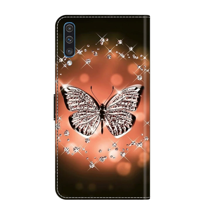 For Samsung Galaxy A50 Crystal 3D Shockproof Protective Leather Phone Case(Crystal Butterfly)