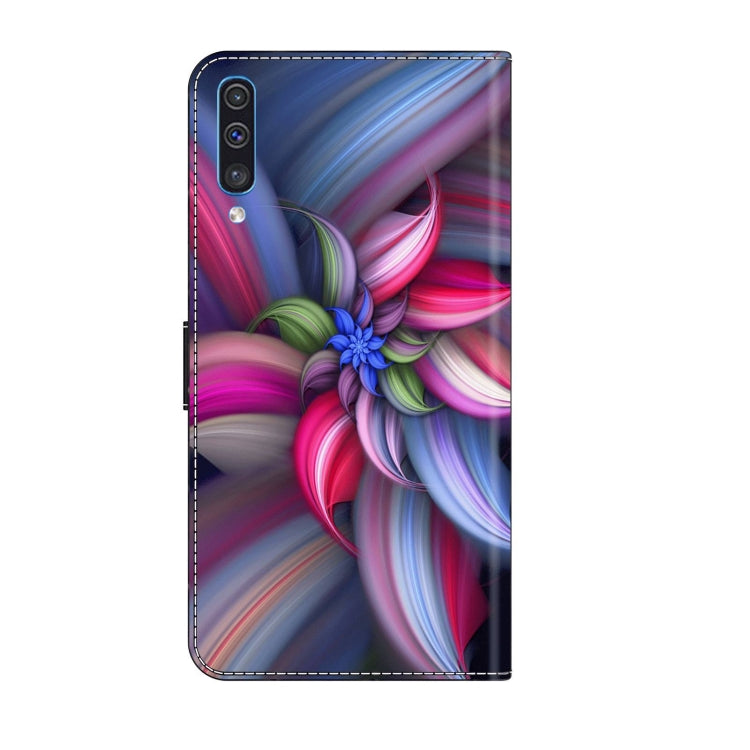 For Samsung Galaxy A50 Crystal 3D Shockproof Protective Leather Phone Case(Colorful Flower)