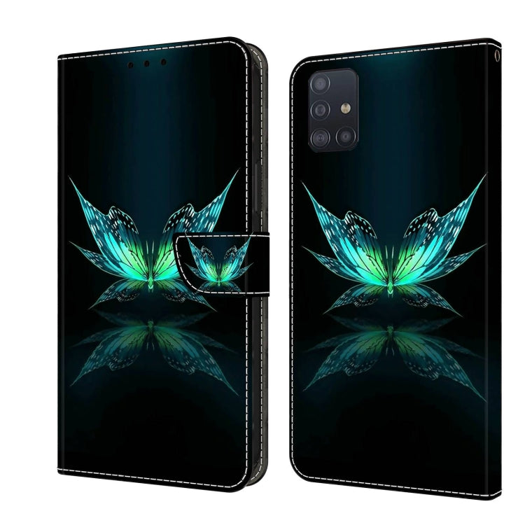 For Samsung Galaxy A51 4G Crystal 3D Shockproof Protective Leather Phone Case(Reflection Dutterfly)