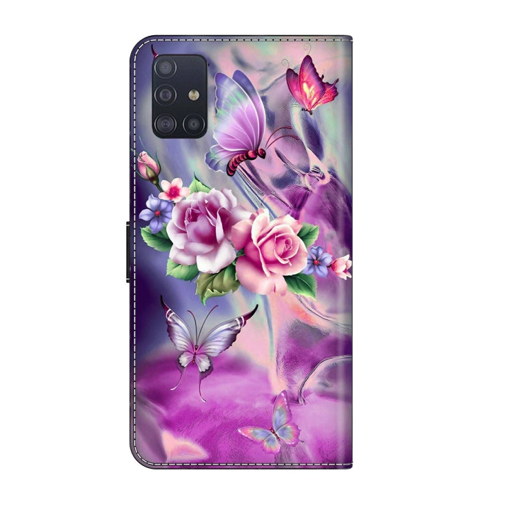 For Samsung Galaxy A51 4G Crystal 3D Shockproof Protective Leather Phone Case(Butterfly)