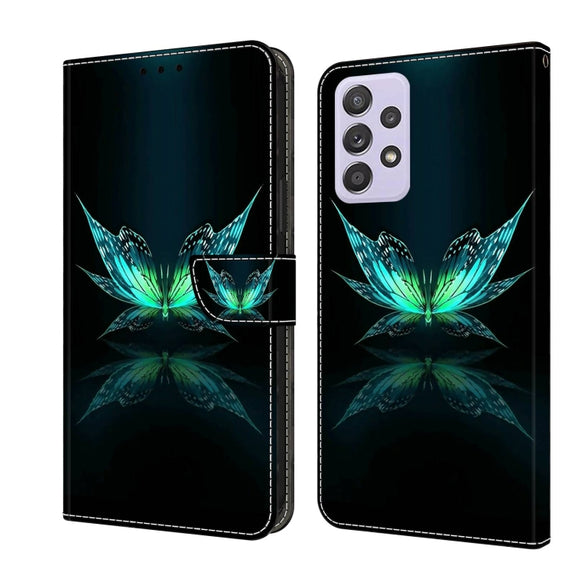 For Samsung Galaxy A53 Crystal 3D Shockproof Protective Leather Phone Case(Reflection Dutterfly)