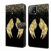For Samsung Galaxy A53 Crystal 3D Shockproof Protective Leather Phone Case(Golden Wings)