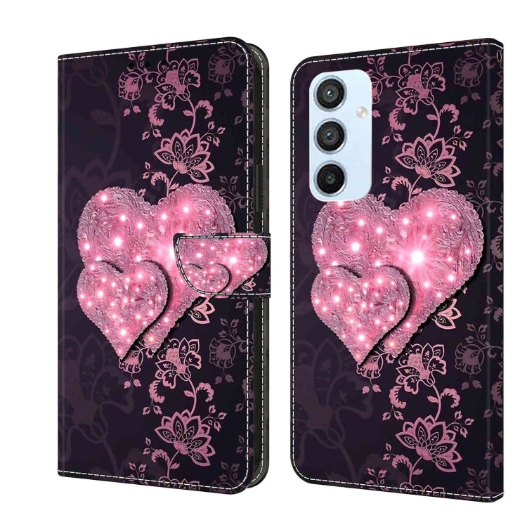 For Samsung Galaxy A54 5G Crystal 3D Shockproof Protective Leather Phone Case(Lace Love)