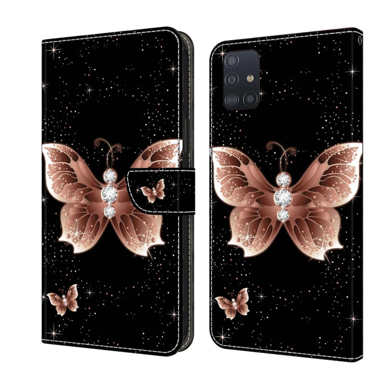 For Samsung Galaxy A71 4G Crystal 3D Shockproof Protective Leather Phone Case(Pink Diamond Butterfly)