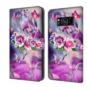 For Samsung Galaxy S8 Crystal 3D Shockproof Protective Leather Phone Case(Butterfly)