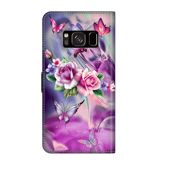 For Samsung Galaxy S8 Crystal 3D Shockproof Protective Leather Phone Case(Butterfly)