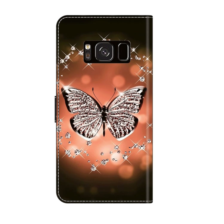 For Samsung Galaxy S8 Crystal 3D Shockproof Protective Leather Phone Case(Crystal Butterfly)