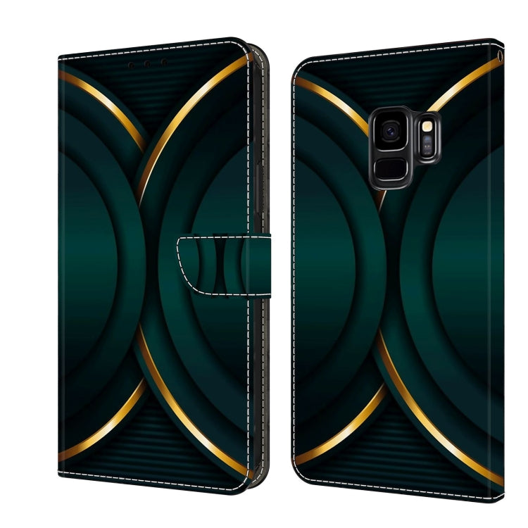 For Samsung Galaxy S9 Crystal 3D Shockproof Protective Leather Phone Case(Gold Outline)