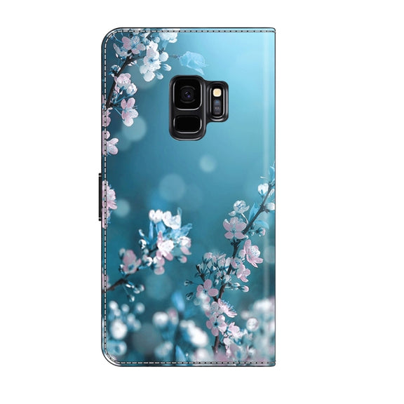 For Samsung Galaxy S9 Crystal 3D Shockproof Protective Leather Phone Case(Plum Flower)