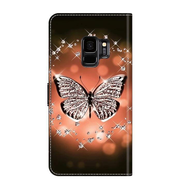 For Samsung Galaxy S9 Crystal 3D Shockproof Protective Leather Phone Case(Crystal Butterfly)