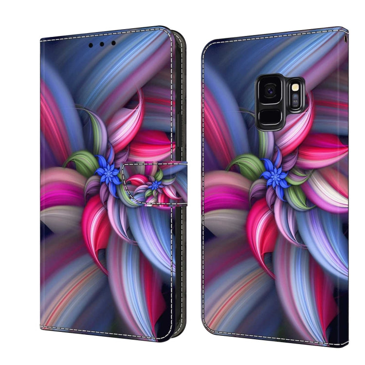 For Samsung Galaxy S9 Crystal 3D Shockproof Protective Leather Phone Case(Colorful Flower)