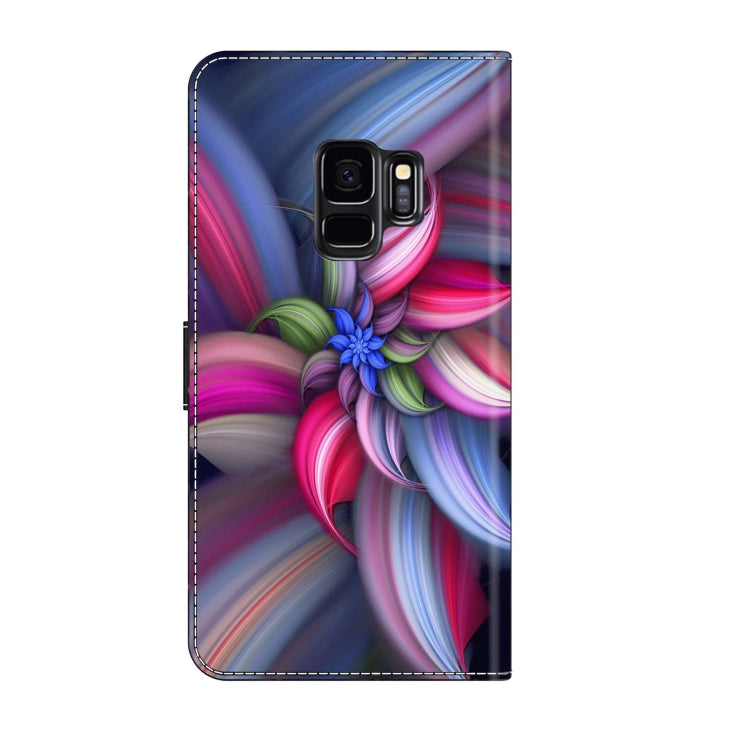 For Samsung Galaxy S9 Crystal 3D Shockproof Protective Leather Phone Case(Colorful Flower)