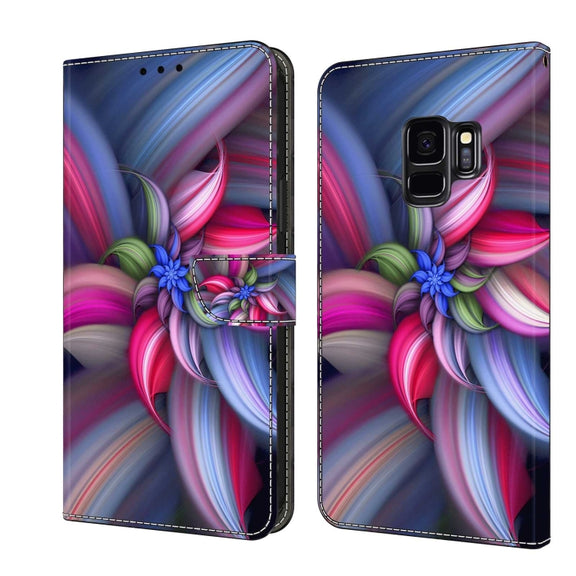 For Samsung Galaxy S9 Crystal 3D Shockproof Protective Leather Phone Case(Colorful Flower)